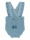 Paz Rodriguez Ruffled Pom-pom Bodie In Blue