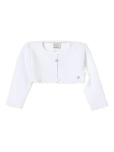 Paz Rodriguez Babies' Scalloped Cotton Cardigan In White