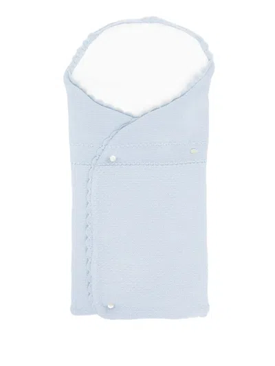 Paz Rodriguez Scalloped-edge Knitted Sleep Bag In Blue