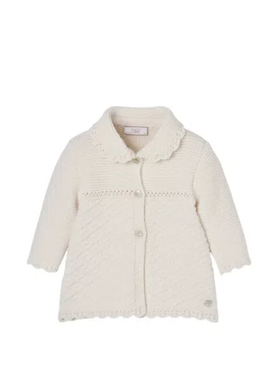 Paz Rodriguez Babies' Scalloped-trim Knit Coat In Neutrals