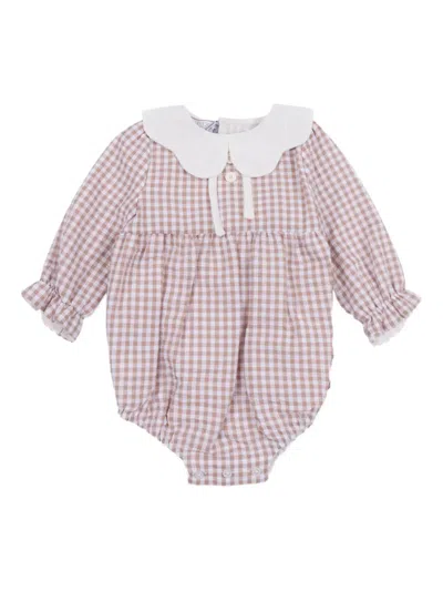 Paz Rodriguez Babies' Setitas Gingham Body In Brown