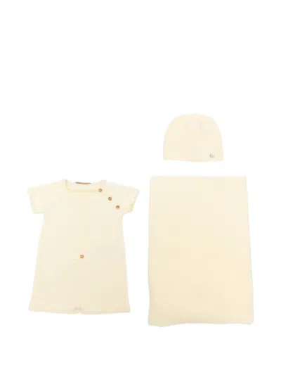 Paz Rodriguez Short-sleeve Button-detail Babywear (set Of Three) In Yellow