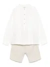Paz Rodriguez Slub-texture Shorts Set In Neutrals