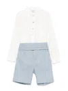 Paz Rodriguez Slub-texture Shorts Set In White