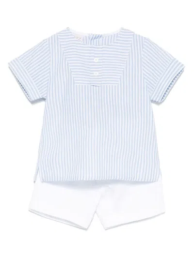 Paz Rodriguez Babies' Striped Shorts Set In Blue