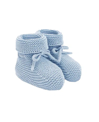 Paz Rodriguez Blue Cotton Knit Baby Booties