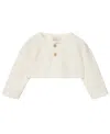 Paz Rodriguez Unisex Esencial Cotton Short Cardigan - Baby In Cream