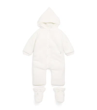 Paz Rodriguez Kids'  Virgin Wool Snowsuit And Booties Set In White