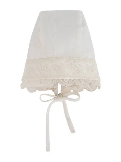 Paz Rodriguez Woven Newborn Bonnet "lua" In White