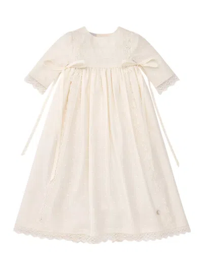 Paz Rodriguez Kids' Woven Newborn Long Dress "esencial" In White
