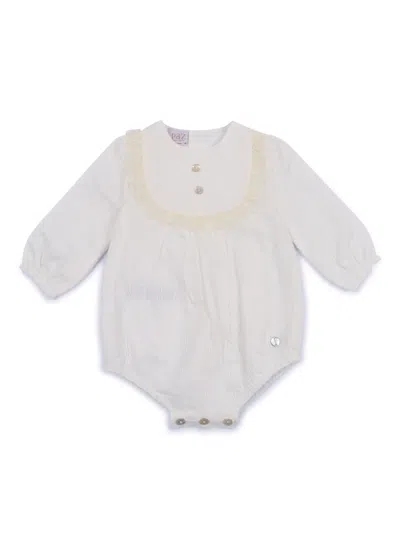 Paz Rodriguez Woven Newborn Romper "paz Oi 25-26" In Neutral