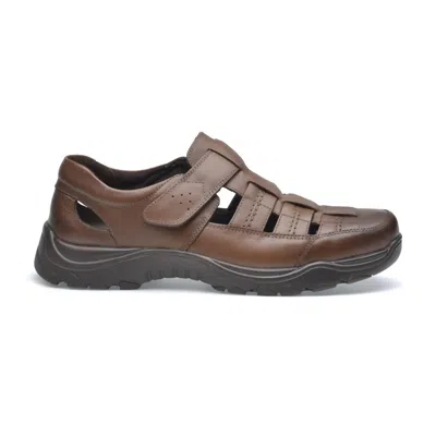 Pazstor Closed Toe Leather Sandals John 3216 In Bison Brown