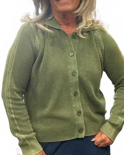 Pbj Blues Button Cardigan In Forest Green