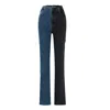 Pcfg Black Two Color Block Denim Pant - Women In Black