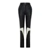 Pcfg Black / White Women Boomerang Leather Pant - Black In Black/white