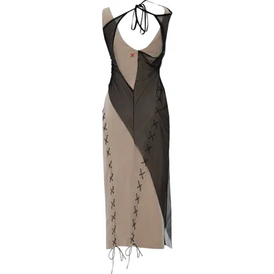 Pcfg Bodycon Dress With Tulle In Brown