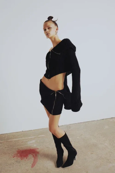 Pcfg Cashmere Blend Your *tch Knit Crop Top In Black