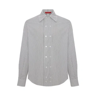 Pcfg Cotton Blend Striped Woven Shirt In Gray