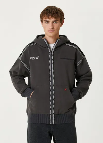 Pcfg Cotton Crochet Zip Up Hoodie - Xl In Grey