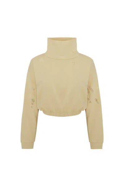 Pcfg Cotton Destroyed High Neck Sweat In Neutral