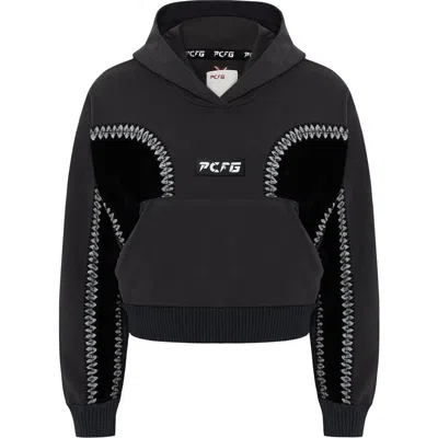 Pcfg Cotton Panelled Hoodie In Black