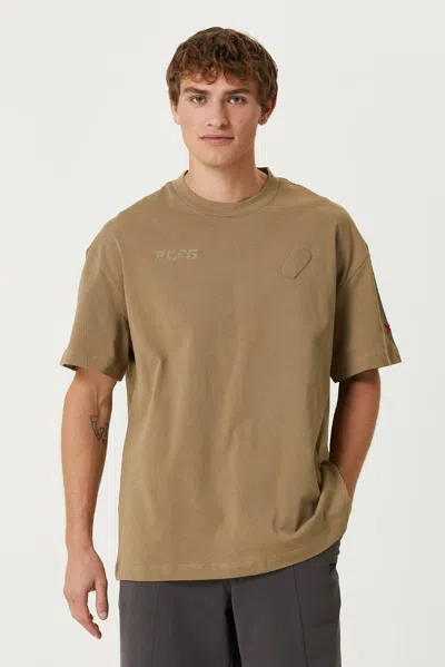 Pcfg Cotton Tee With Emboss Detail - Covert Green In Brown