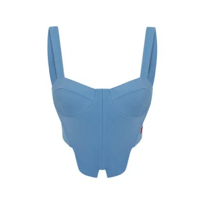 Pcfg Cotton Woven Corset Top In Blue