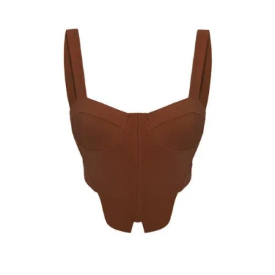 Pcfg Cotton Woven Corset Top In Brown
