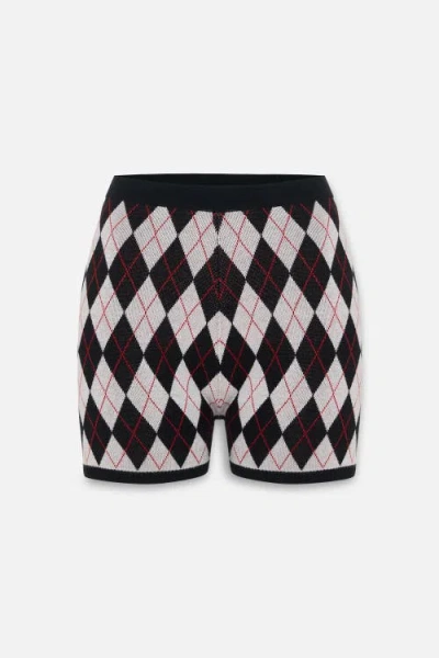 Pcfg Daydreamers Argyle Knit Mini Short In Black
