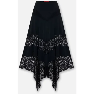 Pcfg Daydreamers Asymmetric Lace Detail Skirt In Black