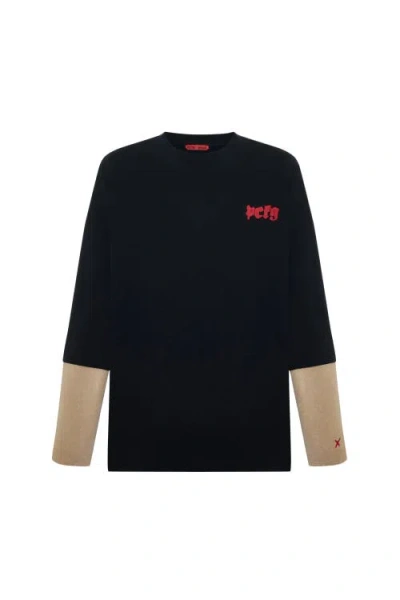 Pcfg Daydreamers Printed T Shirt With Acid Wash Sleeves In Black