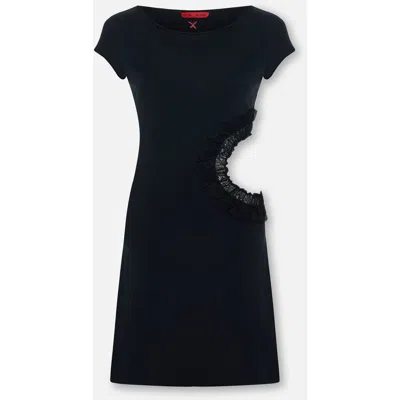 Pcfg Daydreamers Short Sleeve Lace Detail Mini Dress In Black