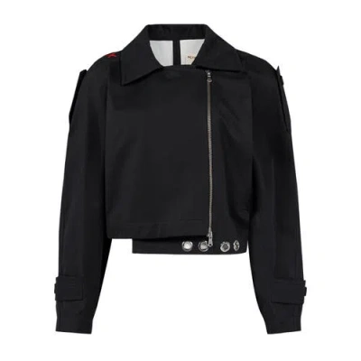 Pcfg Free Heaven Cropped Waterproof Trenchcoat In Black