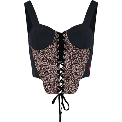 Pcfg Free Heaven Leopard Corset Top In Black