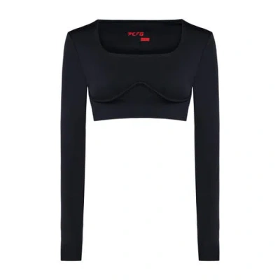 Pcfg Free Heaven Long Sleeve Crop Top In Black