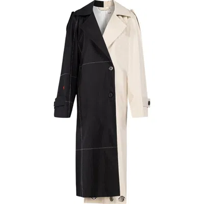 Pcfg Free Heaven Multicolor Waterproof Trenchcoat In Black