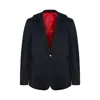 Pcfg Linen & Cotton Blend Shiny Woven Men Blazer Jacket - Black In Black