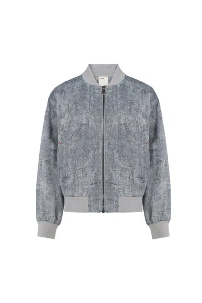 Pcfg Linen Blend Free Heaven Ripped Look Bomber Jacket In Gray