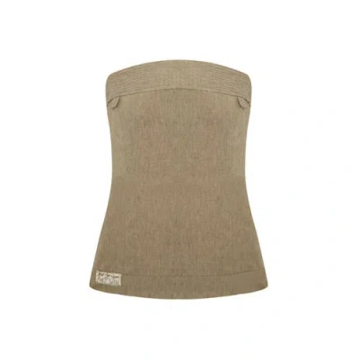 Pcfg Linen Blend Strap Top In Neutral
