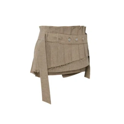 Pcfg Linen Blend Super Mini Skirt In Brown