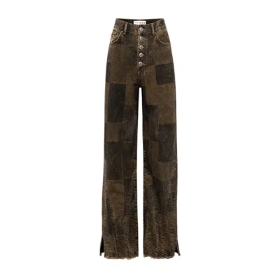 Pcfg Men's Black / Brown Your Itch Colorblocked Denim Pant - Brown