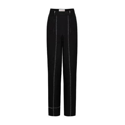Pcfg Men's Black Free Heaven Striped Two Zipped Pant