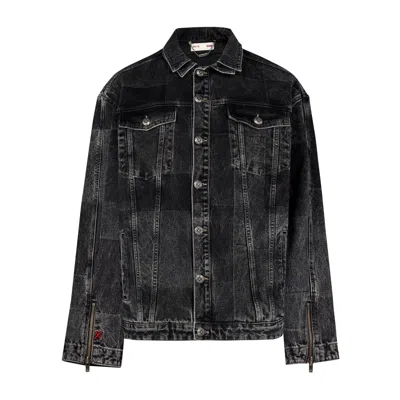 Pcfg Men's Grey / Black Your Itch Colorblocked Denim Jacket - Black