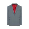 Pcfg Men's Grey Cotton Blend Striped Woven Blazer Jacket In Gray
