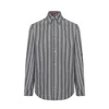 Pcfg Men's Grey Linen & Cotton Blend Checked Woven Shirt In Gray