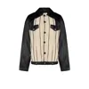 Pcfg Men's Neutrals / Black Free Heaven Kutnia Striped Vegan Leather Jacket In Black