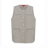 Pcfg Men's Neutrals Cotton Woven Vest With Zip Detail In Gray