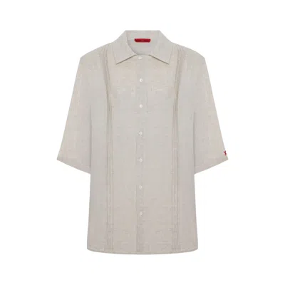 Pcfg Men's Neutrals Daydreamers Short Sleeve Linen Shirt With Stitch Detail