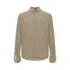 Pcfg Men's Neutrals / Green Pure Cotton Woven Shirt Fit Patch In Green