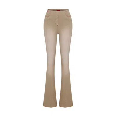Pcfg Neutrals Cotton Coated Flare Pant - Moon Rock In Brown